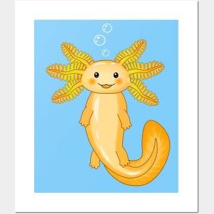 Golden Axolotl Posters and Art